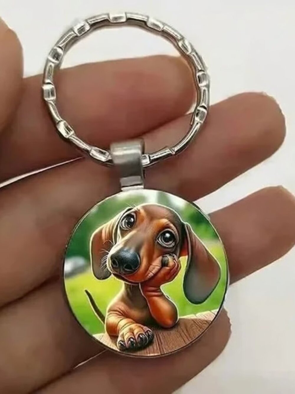 Stainless Steel DACHSHUND Dog Keyring Keychain Accessory